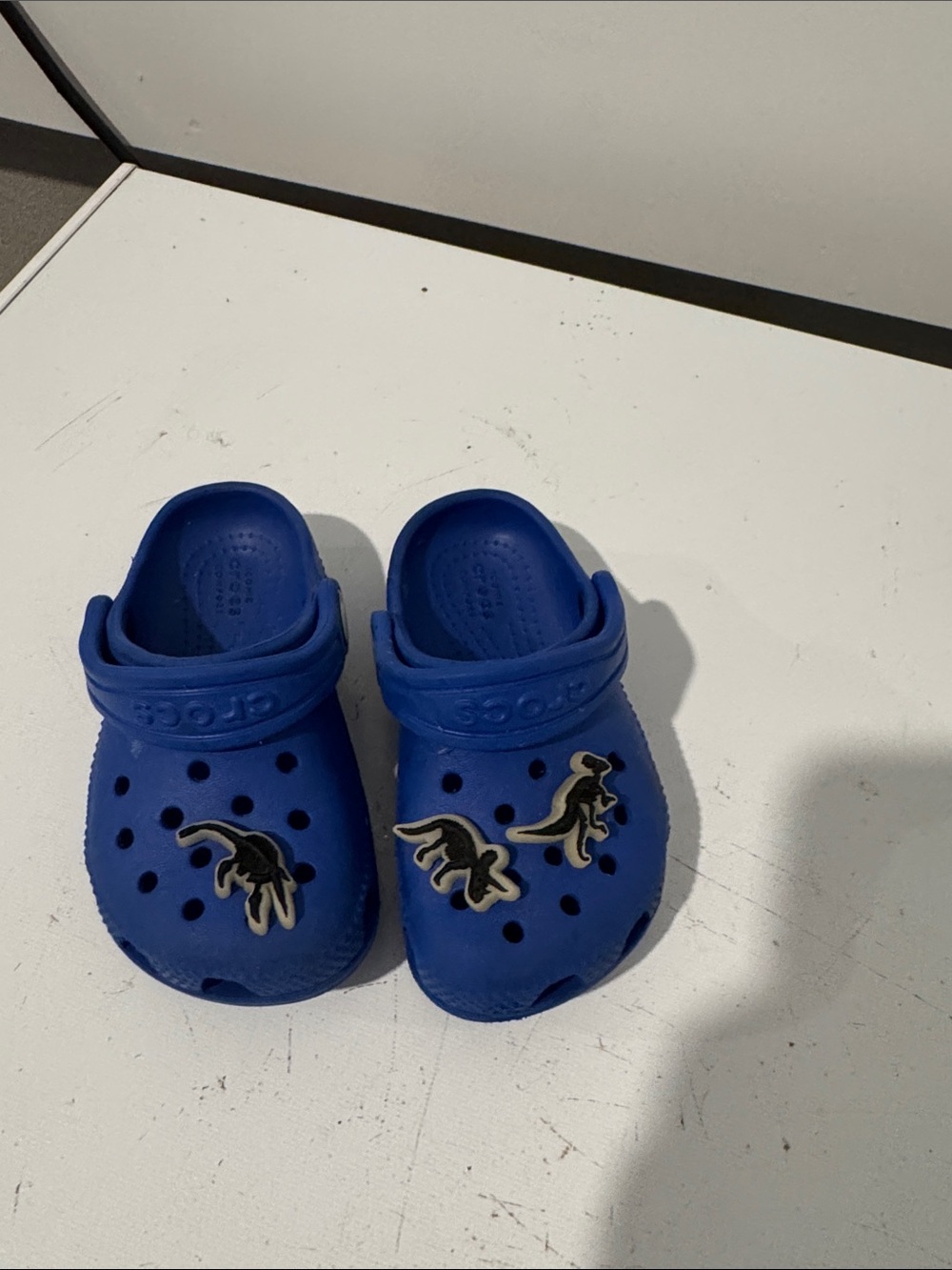 CROCS Kids Royal Blue Clog Sandals with Dinosaur Charms